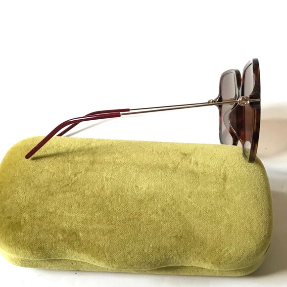 Gucci Oversized Square Sunglasses Womens Brown Plastic Gradient GG 1267S Case main image 10